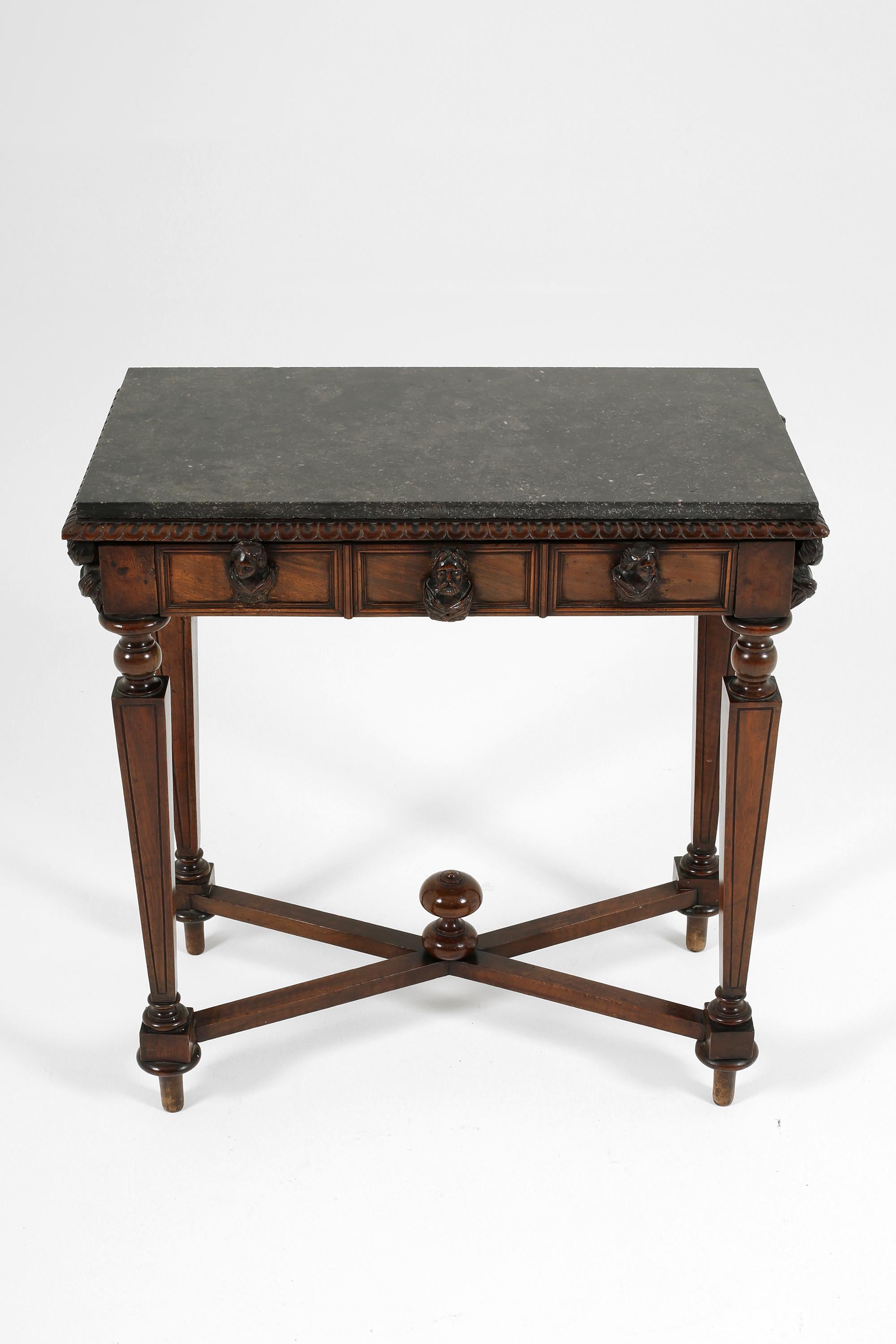 19th Century Italian Walnut and Marble Side Table In Good Condition For Sale In London, GB