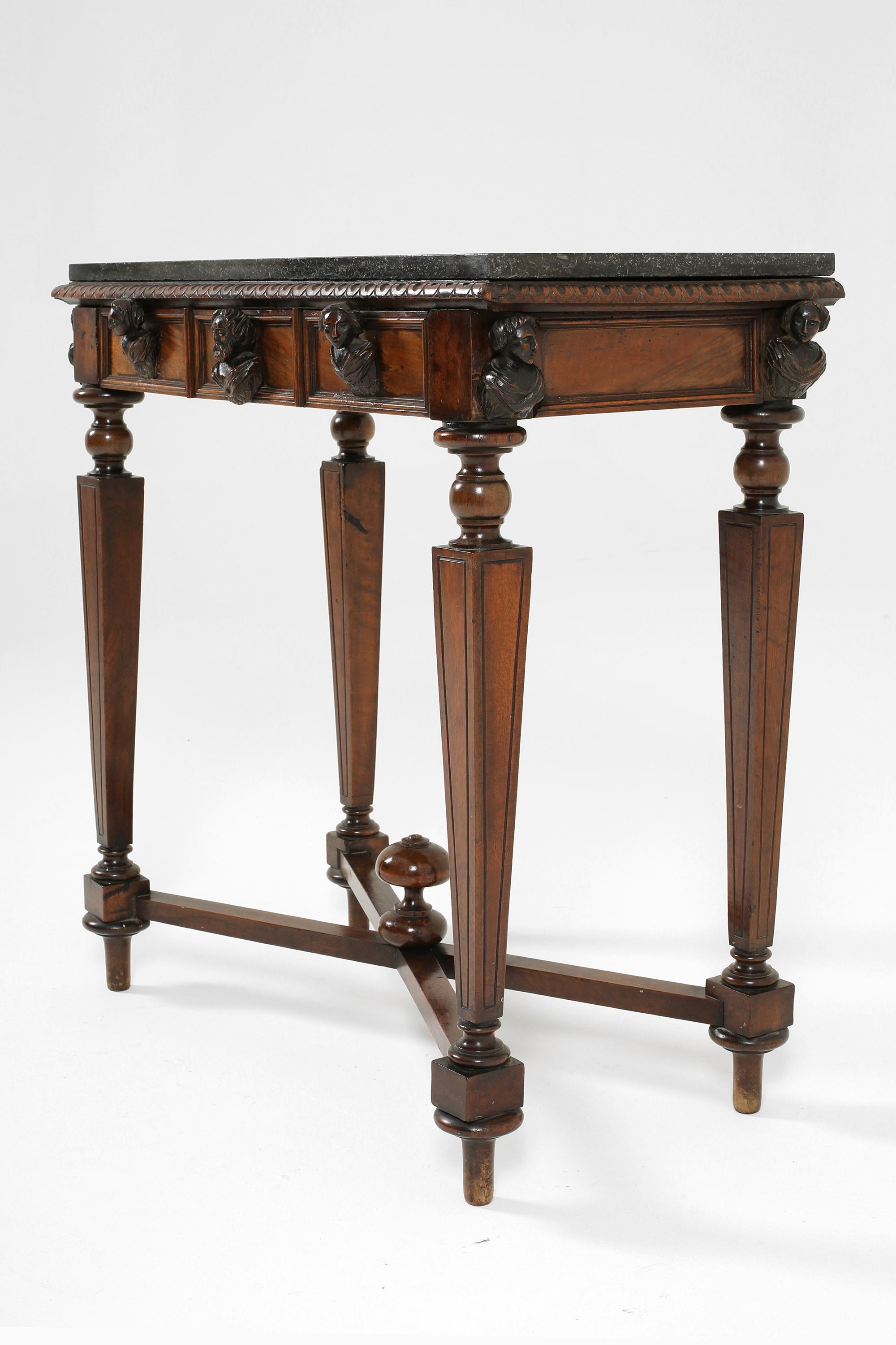 19th Century Italian Walnut and Marble Side Table For Sale 6
