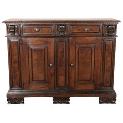 19th Century Italian Walnut Buffet with Bookmatched Front
