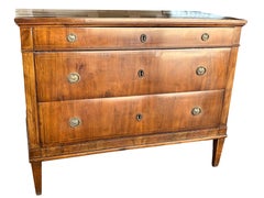 19th Century Italian Walnut Burl Empire Commode / Chest of Drawers