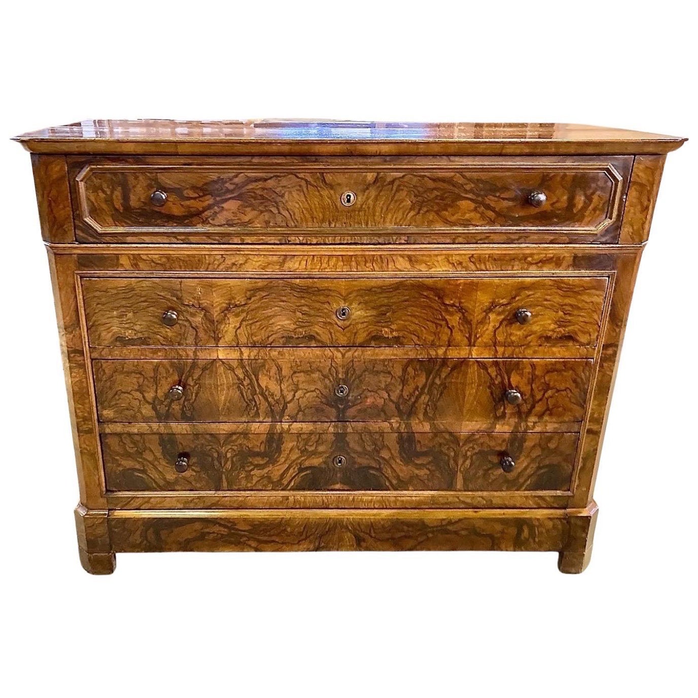19th Century Italian Walnut Carlo X Commode / Butler's Desk