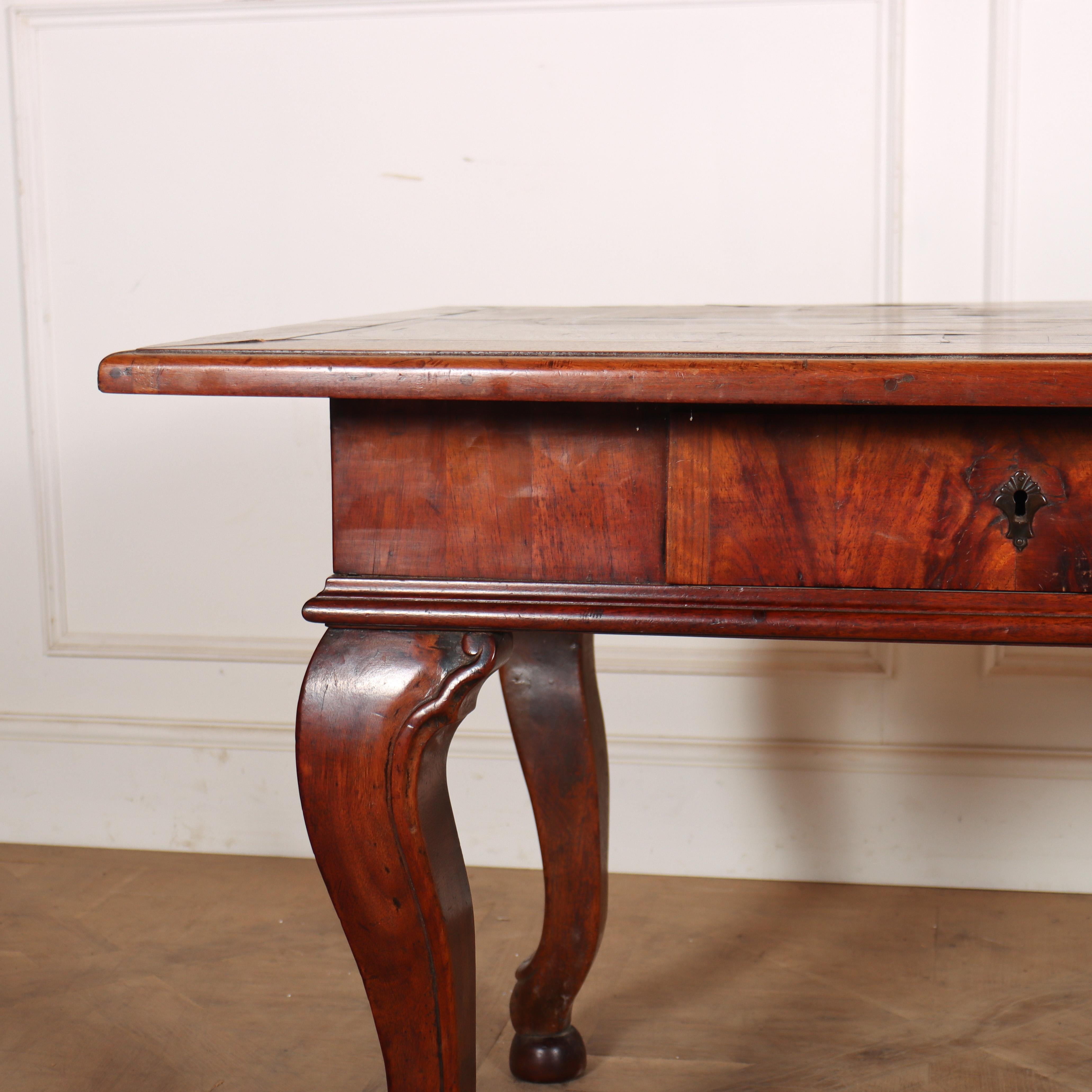 Polished 19th Century Italian Walnut Center Table For Sale