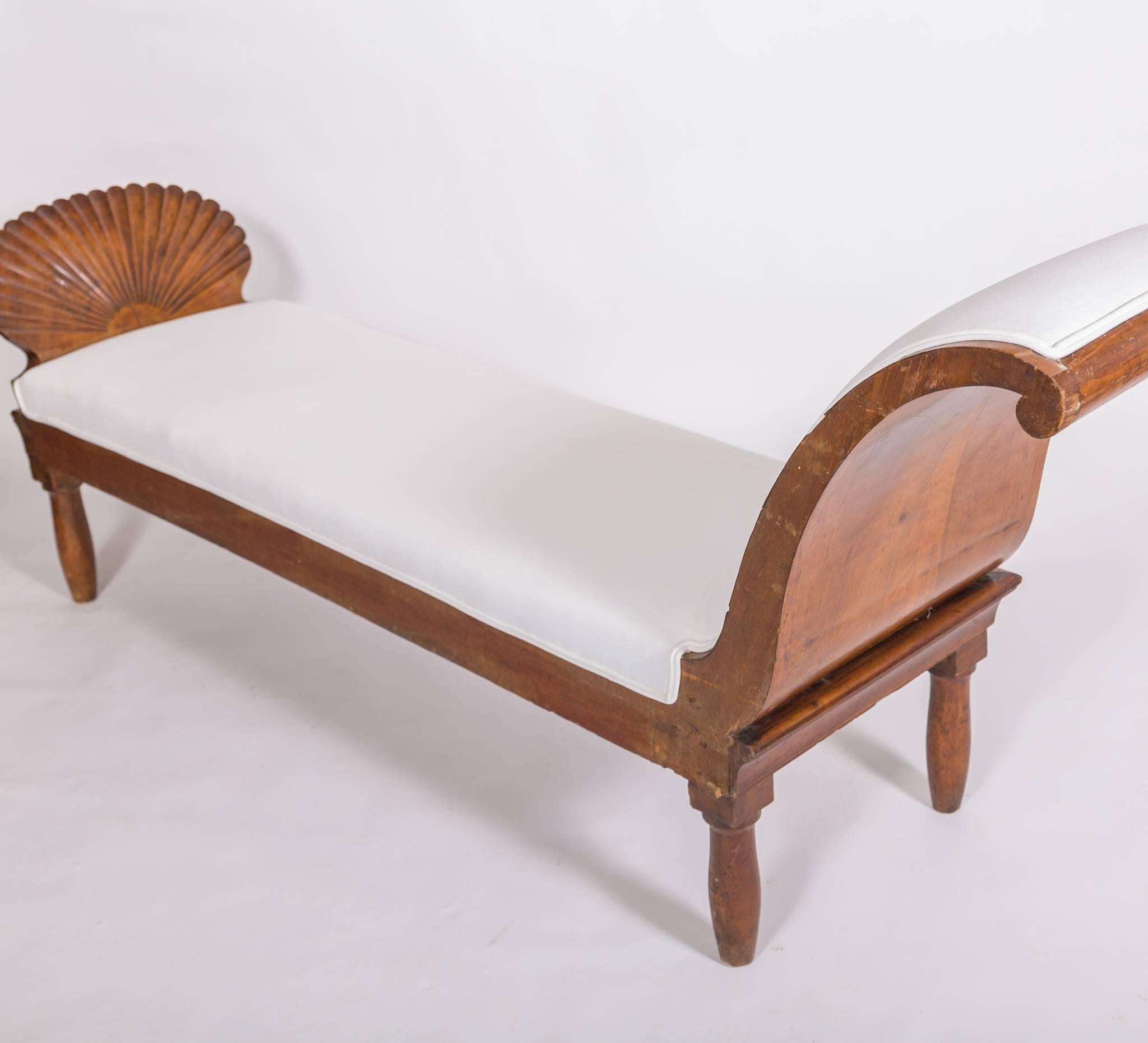 19th Century 19c Italian Upholstered Walnut Chaise