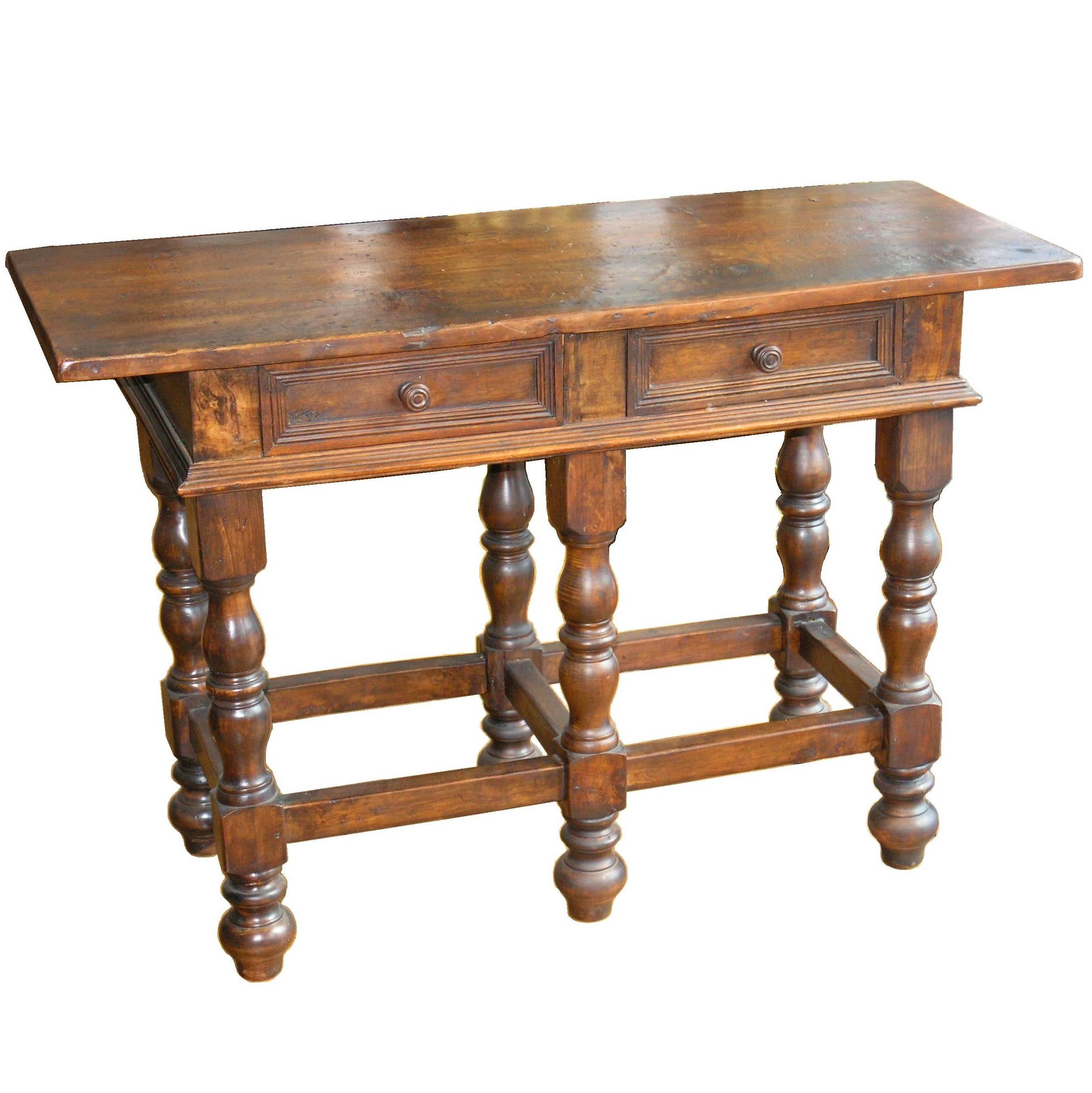 19th Century Italian Walnut console Table For Sale