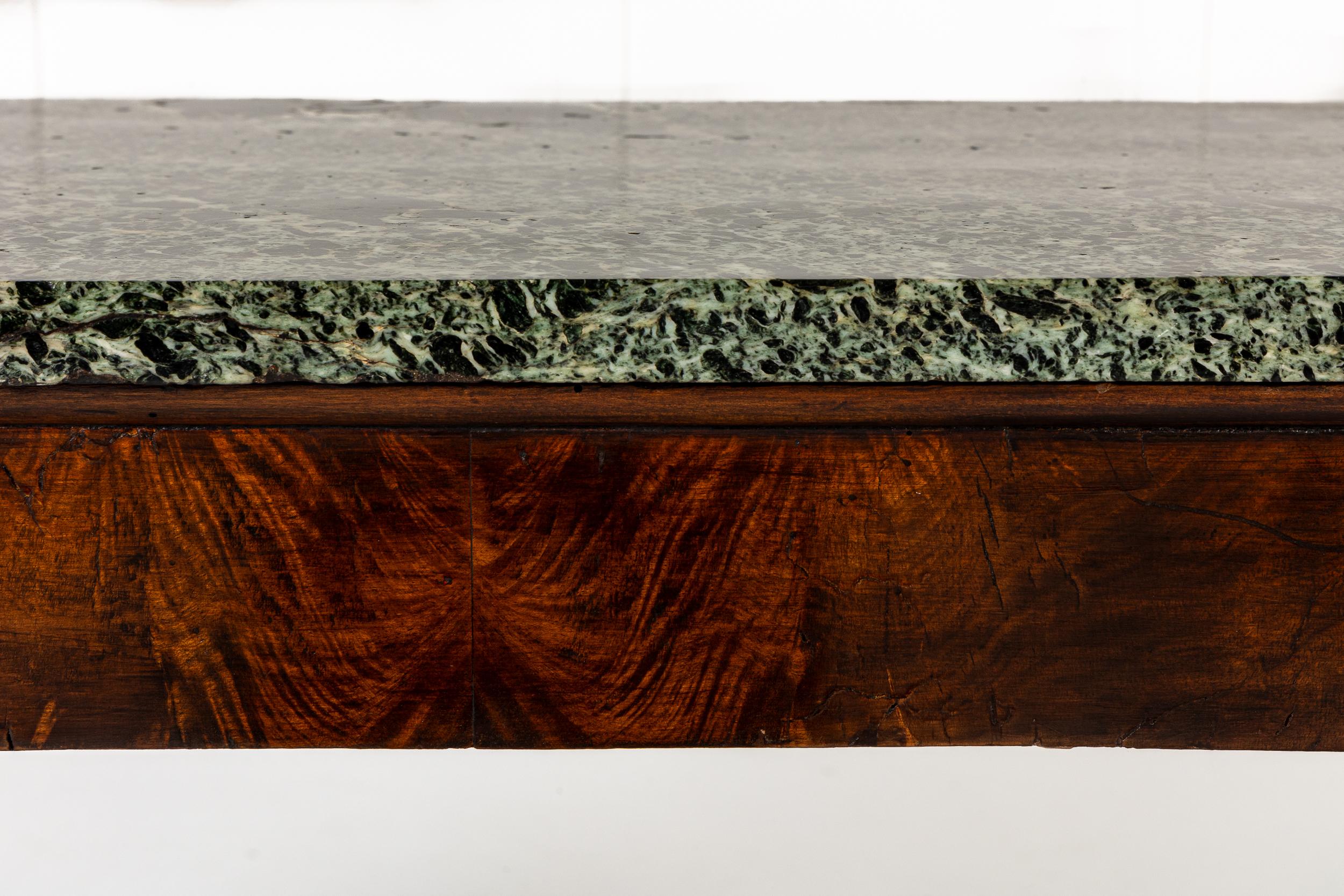19th Century Italian Walnut Console Table with Marble Top For Sale 1