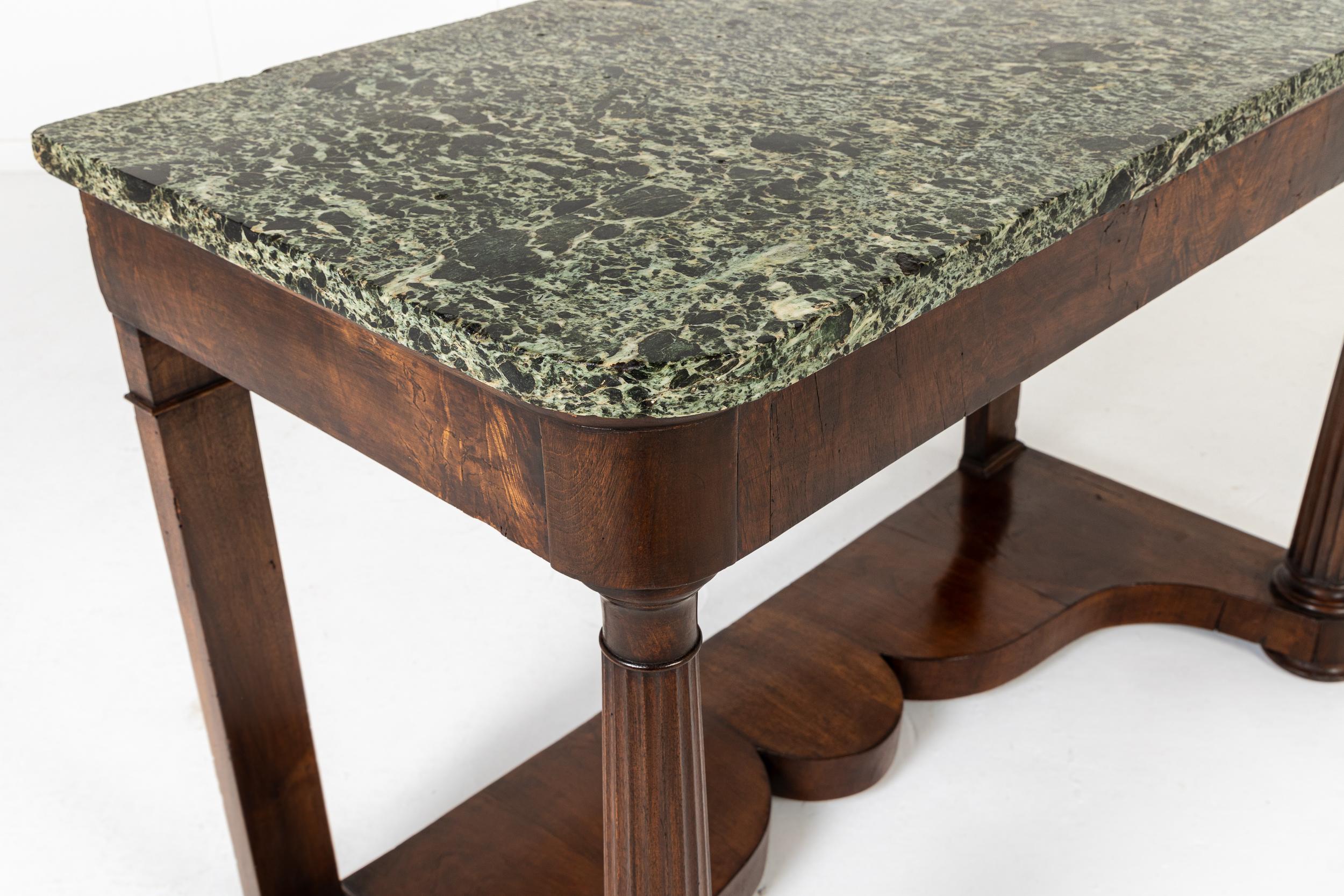 19th Century Italian Walnut Console Table with Marble Top For Sale 3