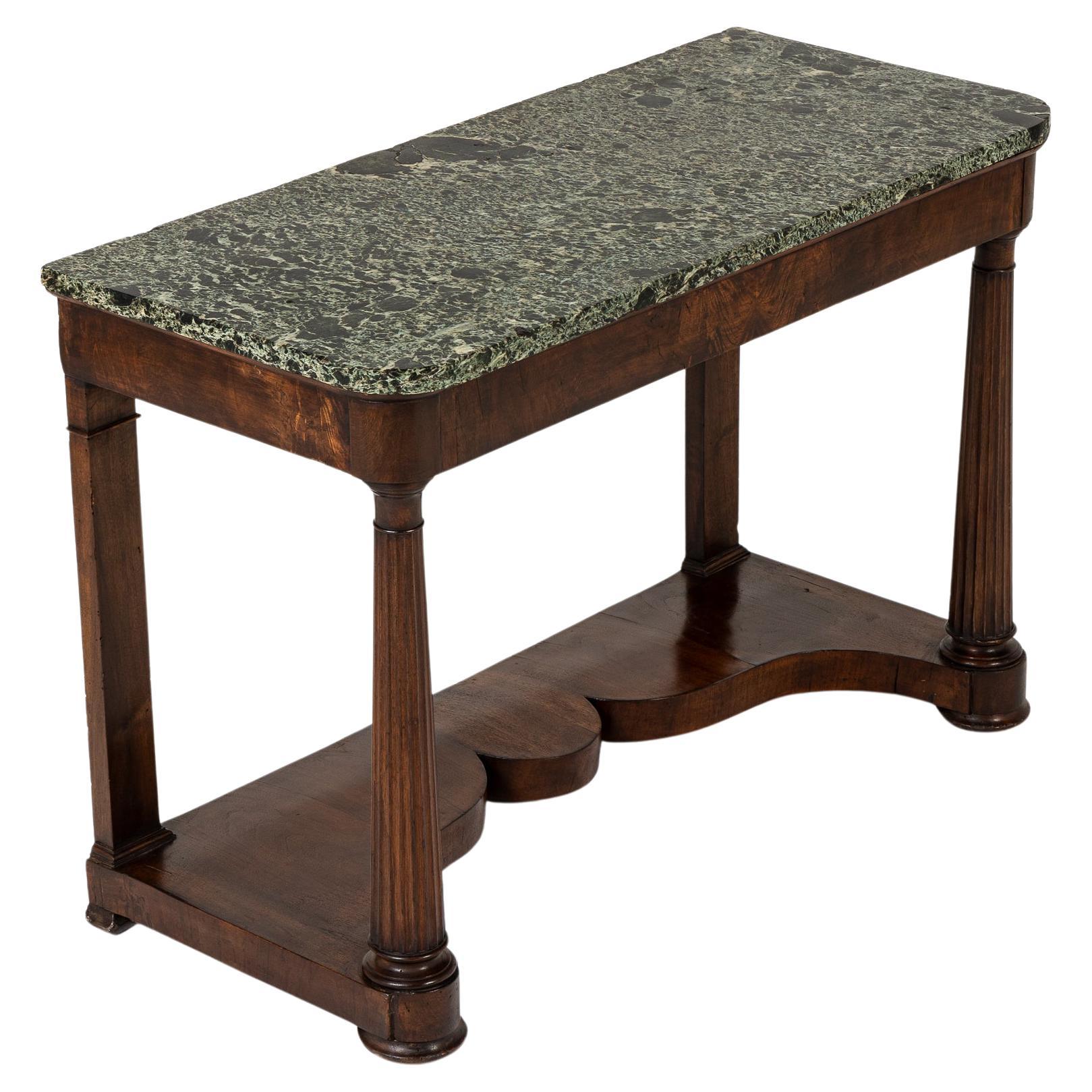 19th Century Italian Walnut Console Table with Marble Top