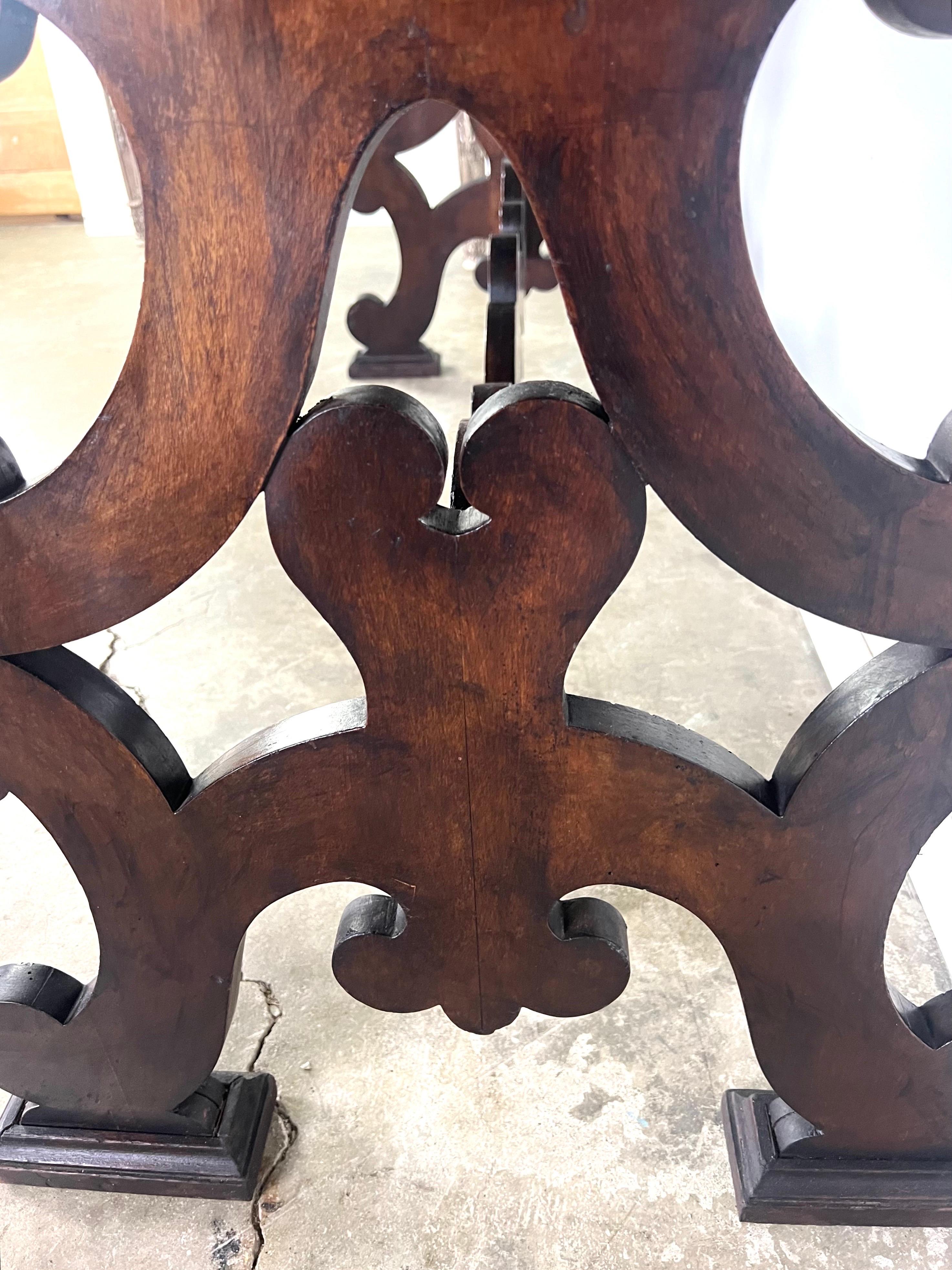 19th Century Italian Walnut Console w/ Stretcher For Sale 9