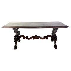 19th Century Italian Walnut Console w/ Stretcher