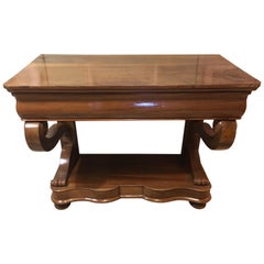 19th Century Italian Walnut Console with Drawer, 1890s