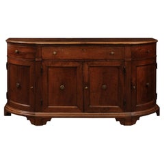 19th Century Italian Walnut Credenza with 4 Cabinet Doors 
3 Drawers