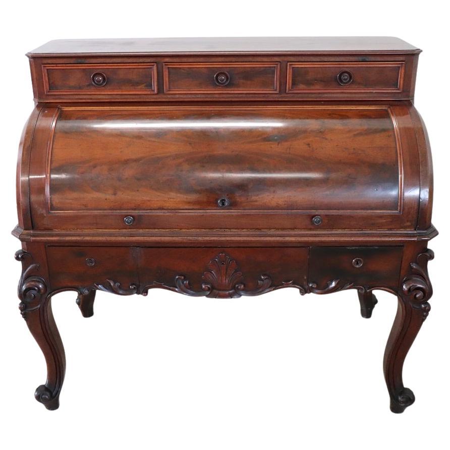 19th Century Italian Walnut Desk with Roll Top
