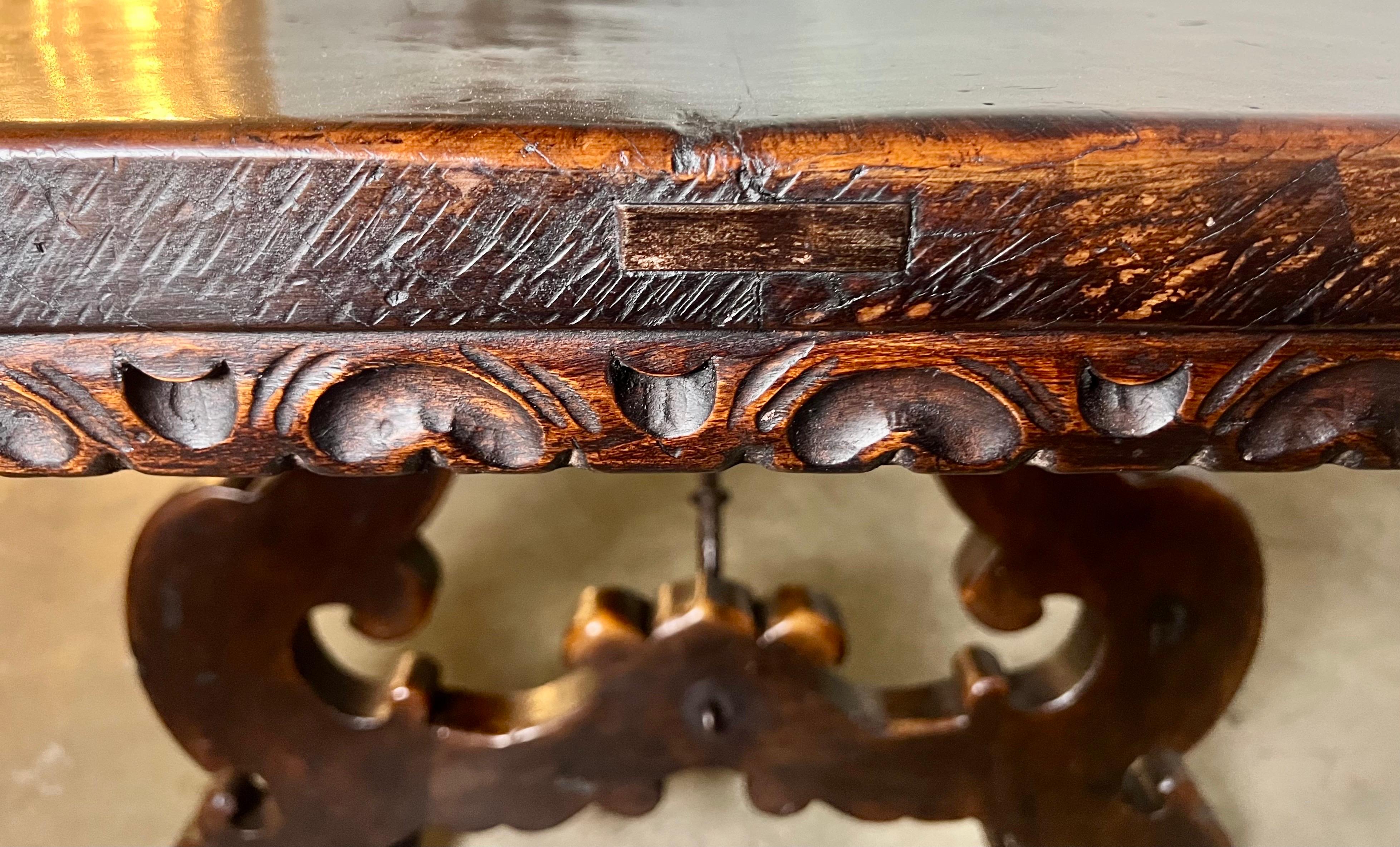 19th Century Italian Walnut Dining Table w/ Iron Stretcher For Sale 11