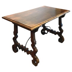 19th Century Italian Walnut Fratino Side Table with Carved Legs