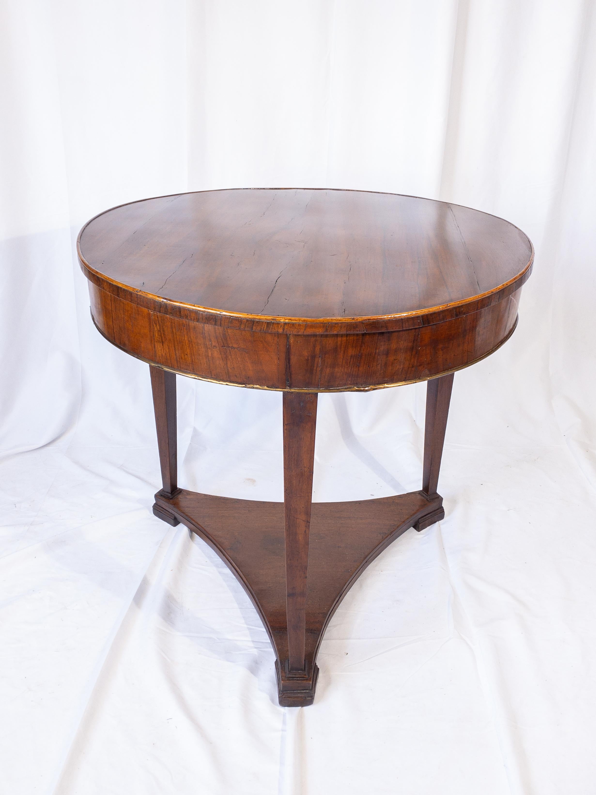 Wood 19th Century Italian Walnut Gueridon Table with Trifold Base & Lock Drawer For Sale