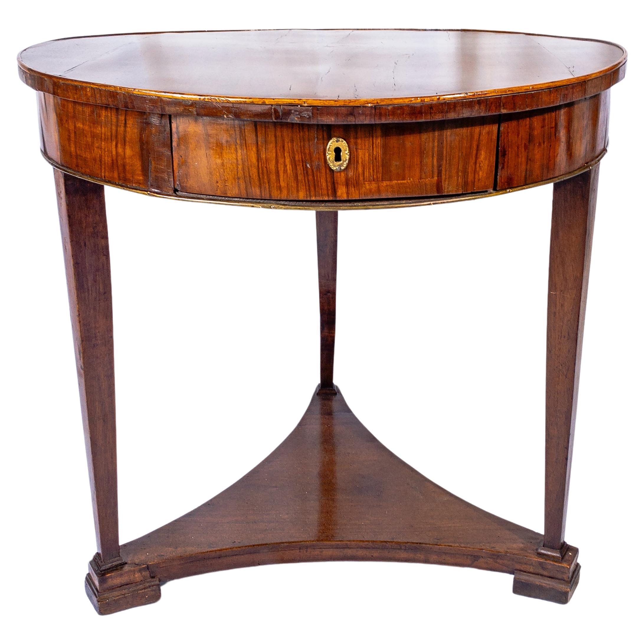 19th Century Italian Walnut Gueridon Table with Trifold Base & Lock Drawer For Sale