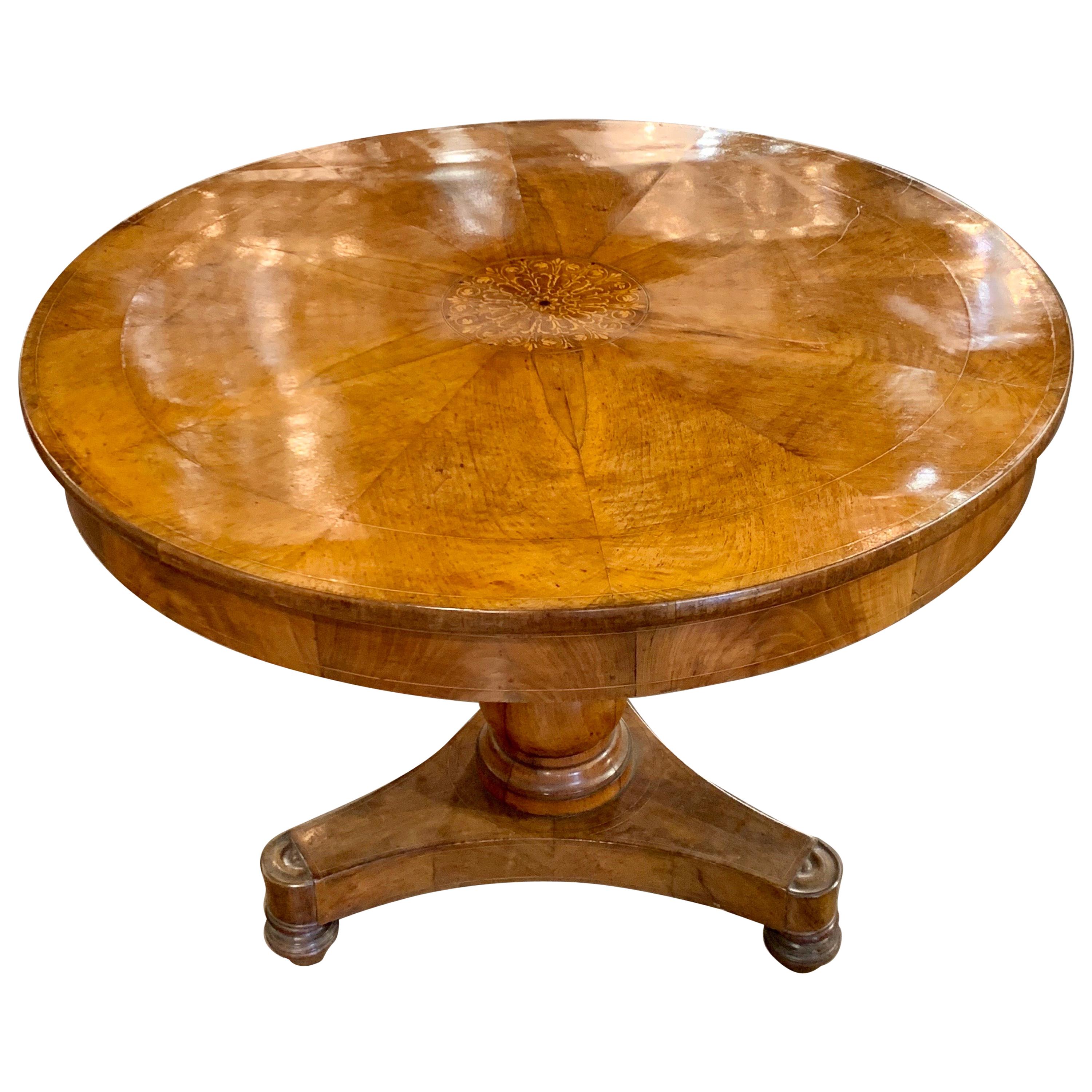 19th Century Italian Walnut Inlaid Side Table