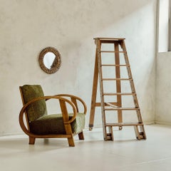 Escalera de biblioteca italiana de nogal del siglo XIX