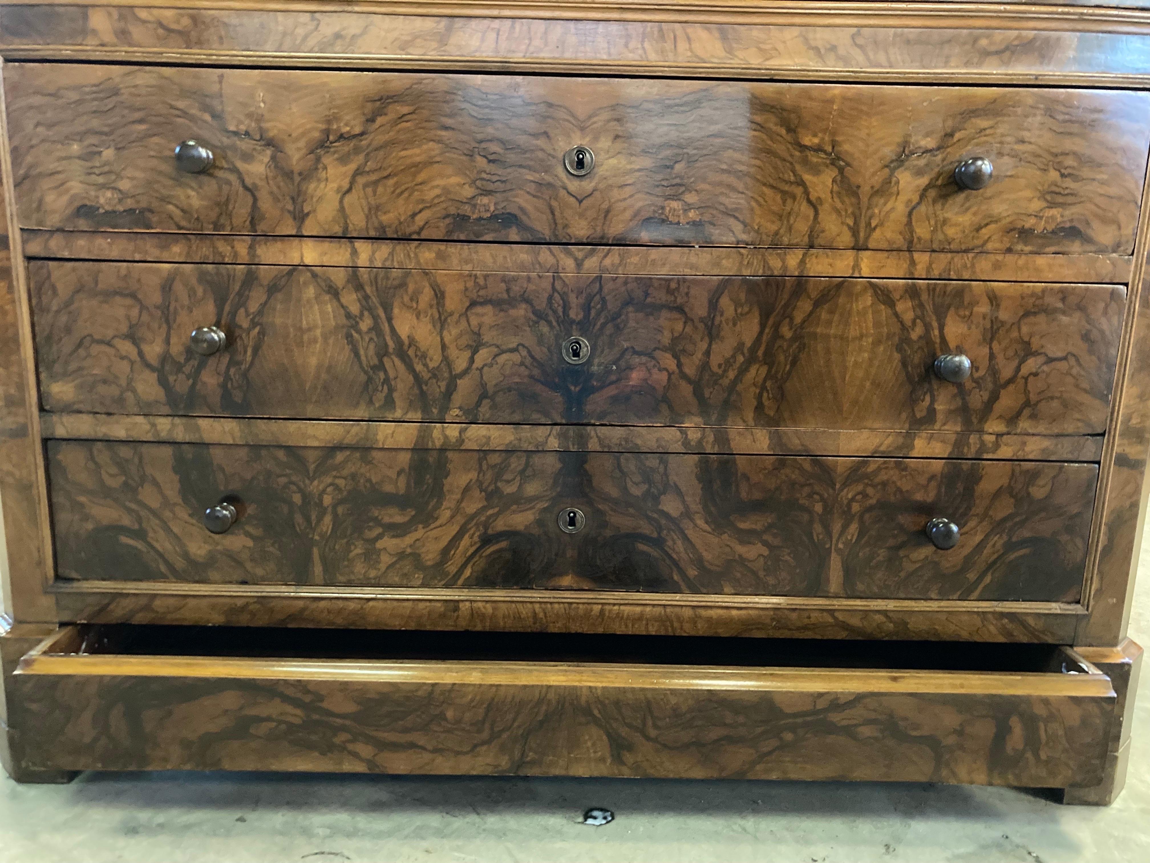 Louis Philippe 19th Century Italian Walnut Carlo X Commode / Butler's Desk