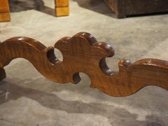 19th Century Italian Walnut Lyre Leg Table with Baroque Style Wooden Stretchers