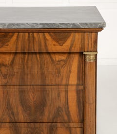 19th Century Italian Walnut Marble Top Commode