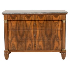 19th Century Italian Walnut Marble Top Commode