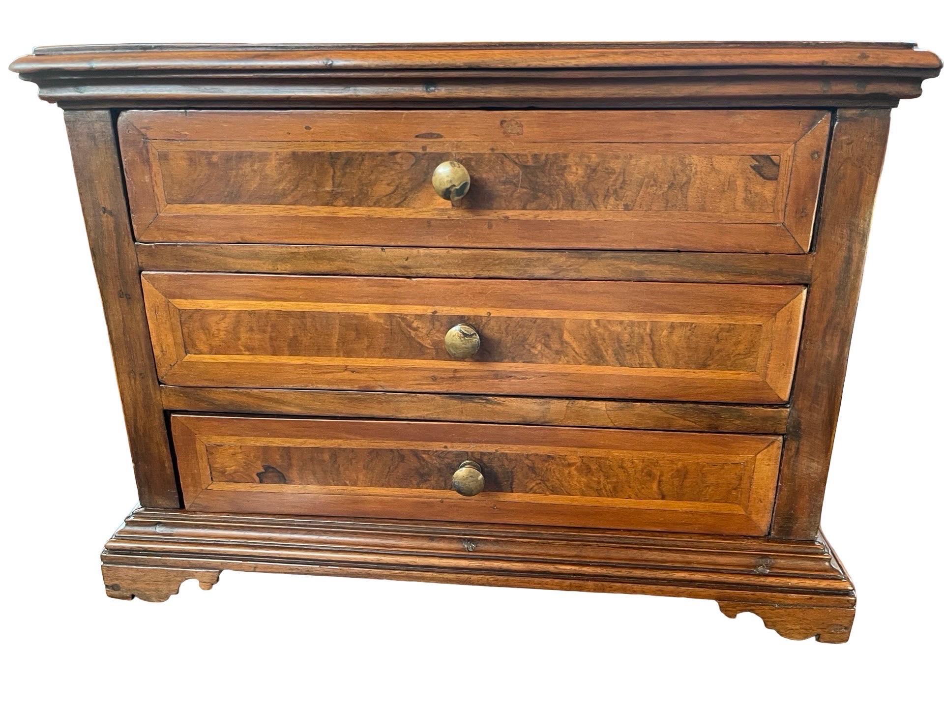19th Century Italian Walnut Miniature Chest Of Drawers For Sale 1