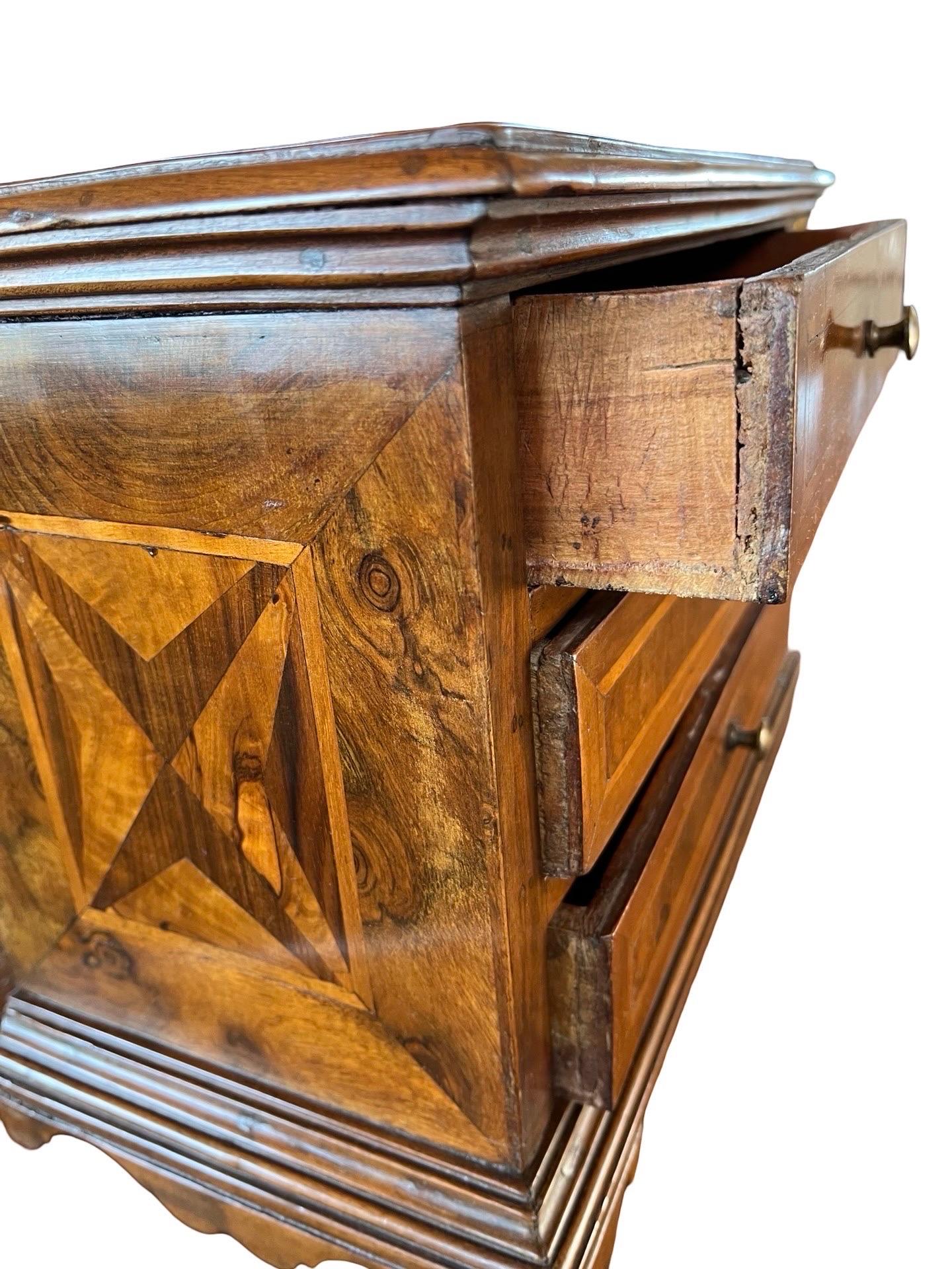 19th Century Italian Walnut Miniature Chest Of Drawers For Sale 2