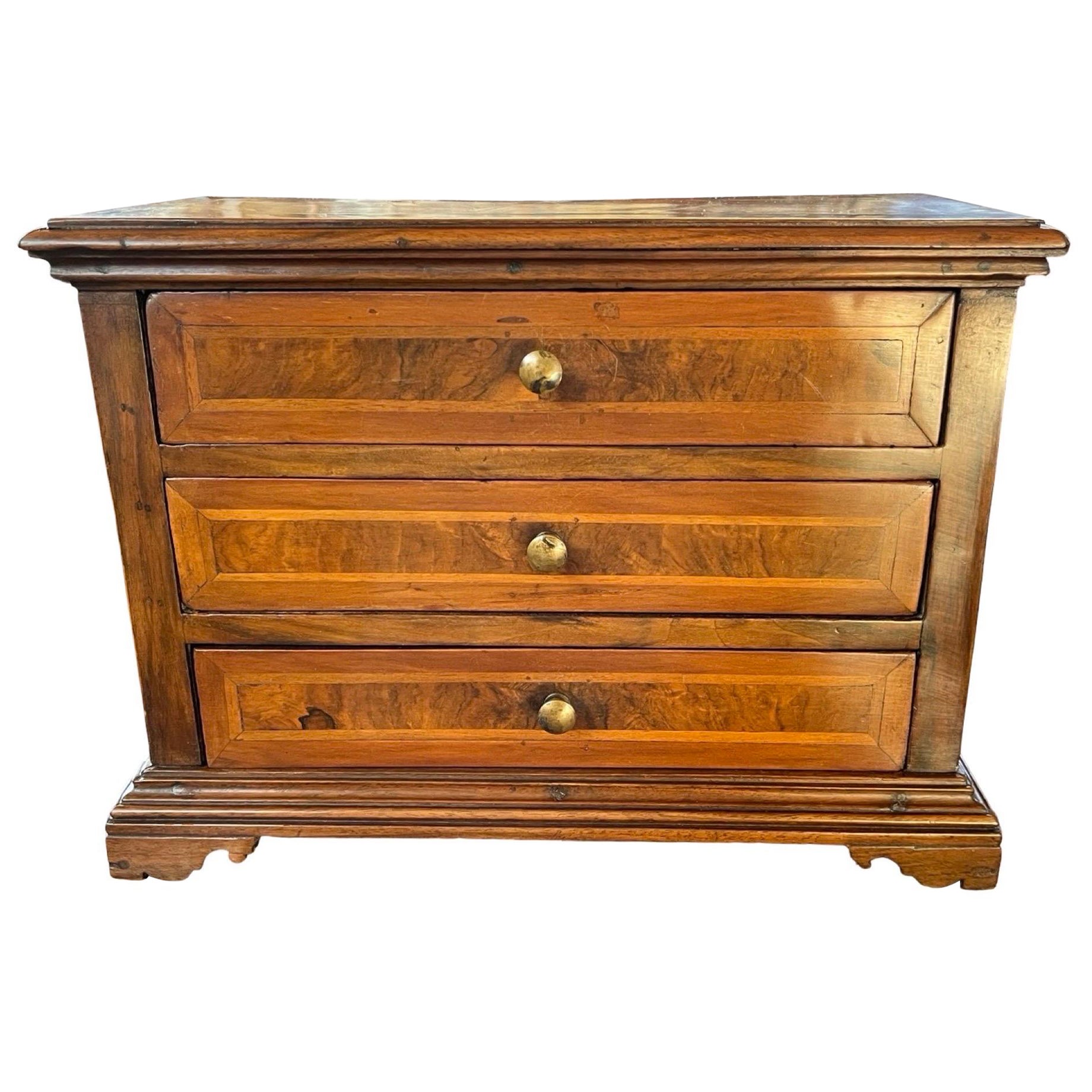 19th Century Italian Walnut Miniature Chest Of Drawers For Sale