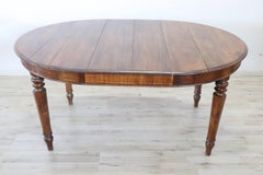 19th Century Italian Walnut Oval Antique Dining Room Table