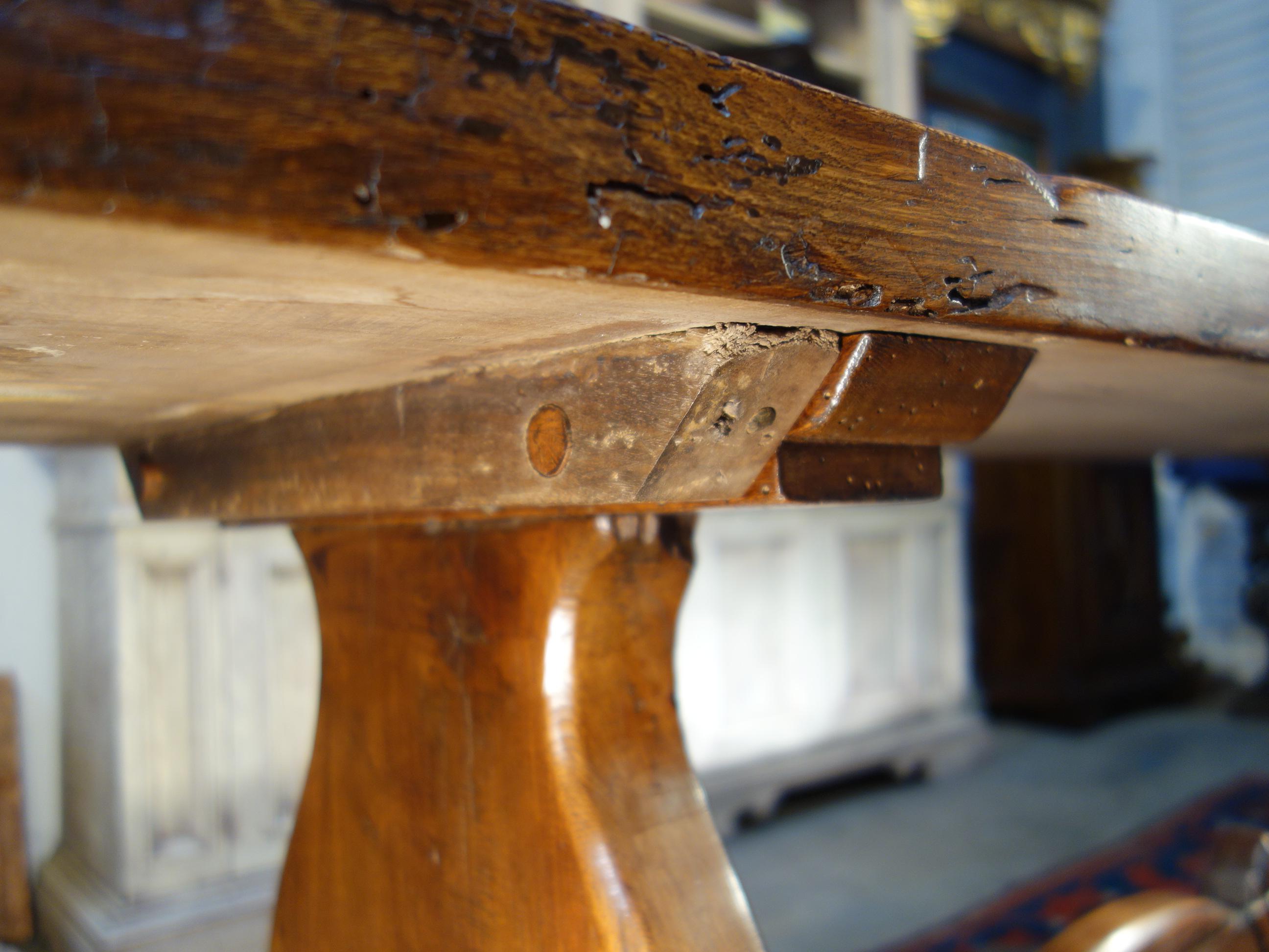 19th Century Italian Walnut Refectory Table with Carved Crosspiece Circa 1840 8