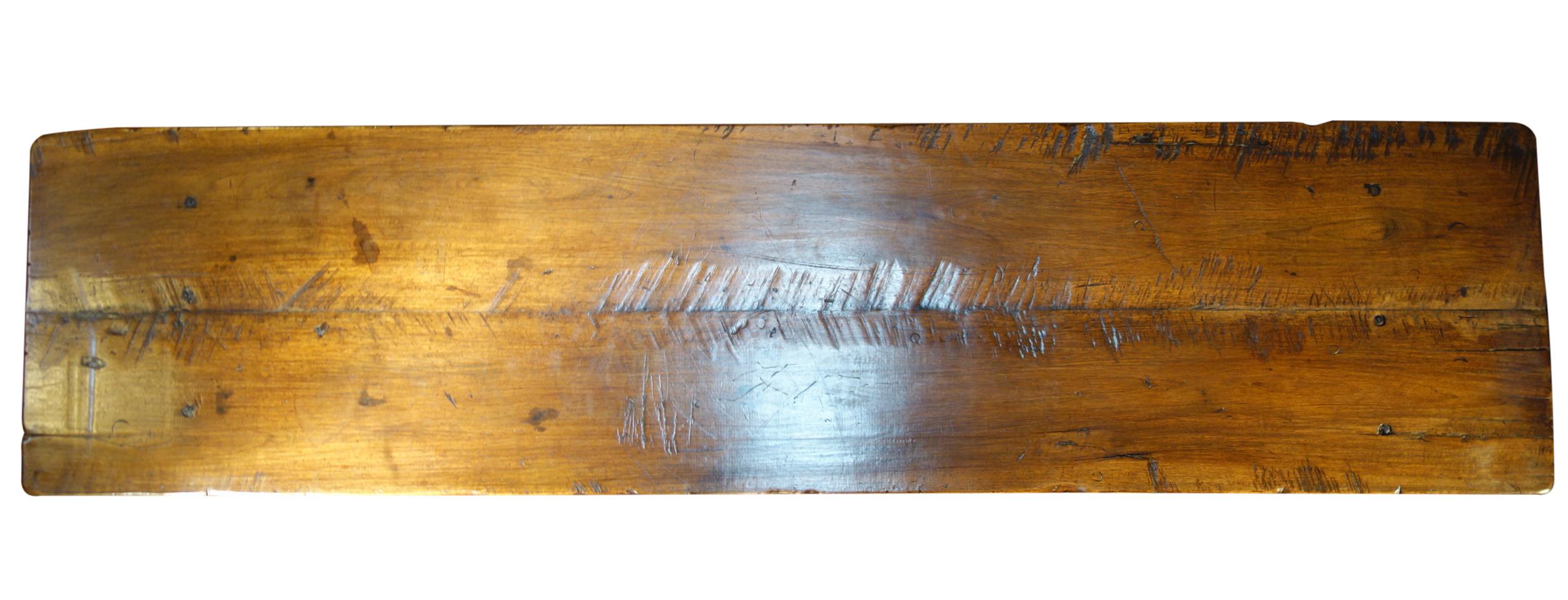 19th Century Italian Walnut Refectory Table with Carved Crosspiece Circa 1840 1