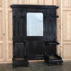 19th Century Italian Ebonized Walnut Renaissance Hall Tree