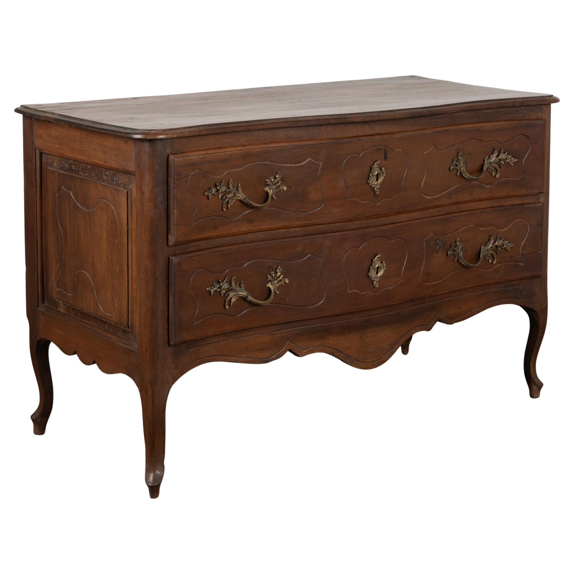 19th Century Italian Walnut Rococo Chest of Two Drawers