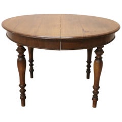 19th Century Italian Walnut Round Extendable Antique Dining Room Table