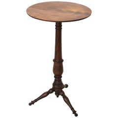 Antique 19th Century Italian Walnut Round Side Table or Pedestal Table