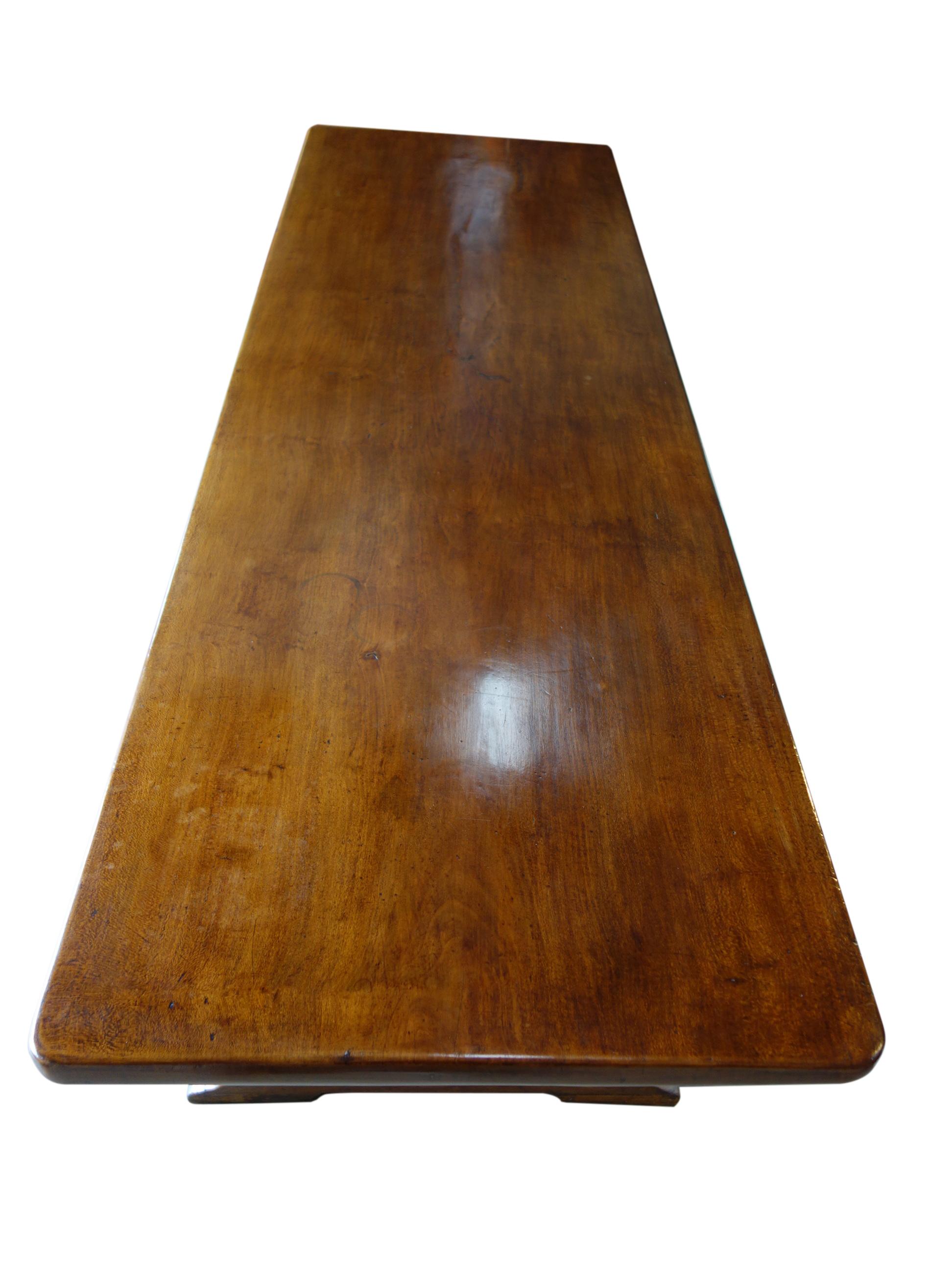 19th Century Italian Walnut Single Slab Boccia Trestle Table, Tuscany circa 1860 For Sale 5