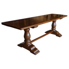 19th Century Italian Walnut Single Slab Boccia Trestle Table, Tuscany circa 1860