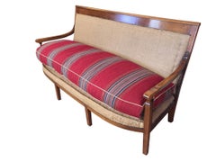 19th Century I)talian Walnut Sofa with Upholstered Seat Cushion. 1890s
