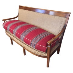 19th Century I)talian Walnut Sofa with Upholstered Seat Cushion. 1890s