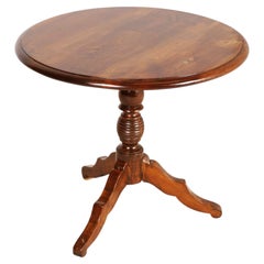 19th Century Italian Walnut Tripod Table, Round Top Side Table