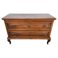 19th Century Italian Walnut Two Drawer Commode