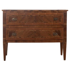 19th Century Italian Walnut Two Drawer Commode