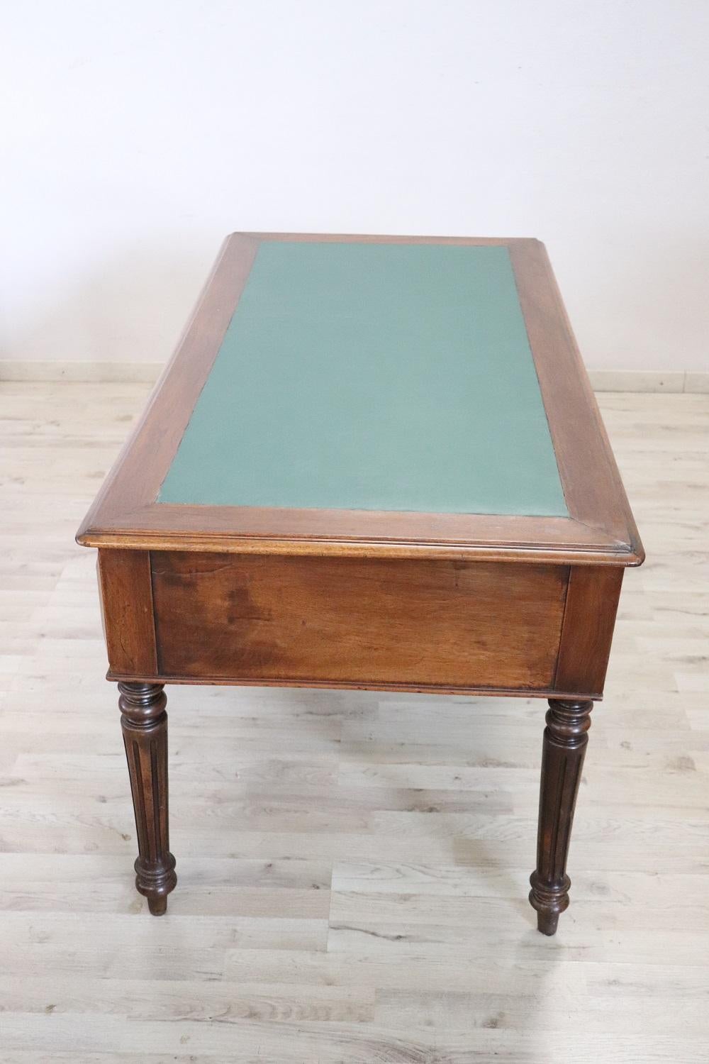 19th Century Italian Walnut Wood Antique Writing Desk, Restored 5