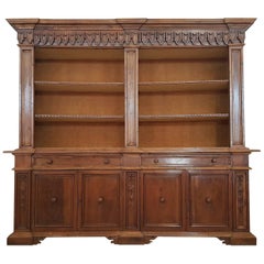 Antique 19th Century Italian Walnut Wood Bookcase or Sideboard