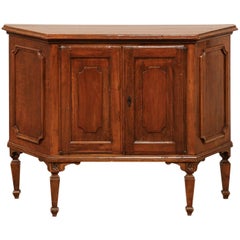 Antique 19th Century Italian Walnut Wood Demilune Console Chest