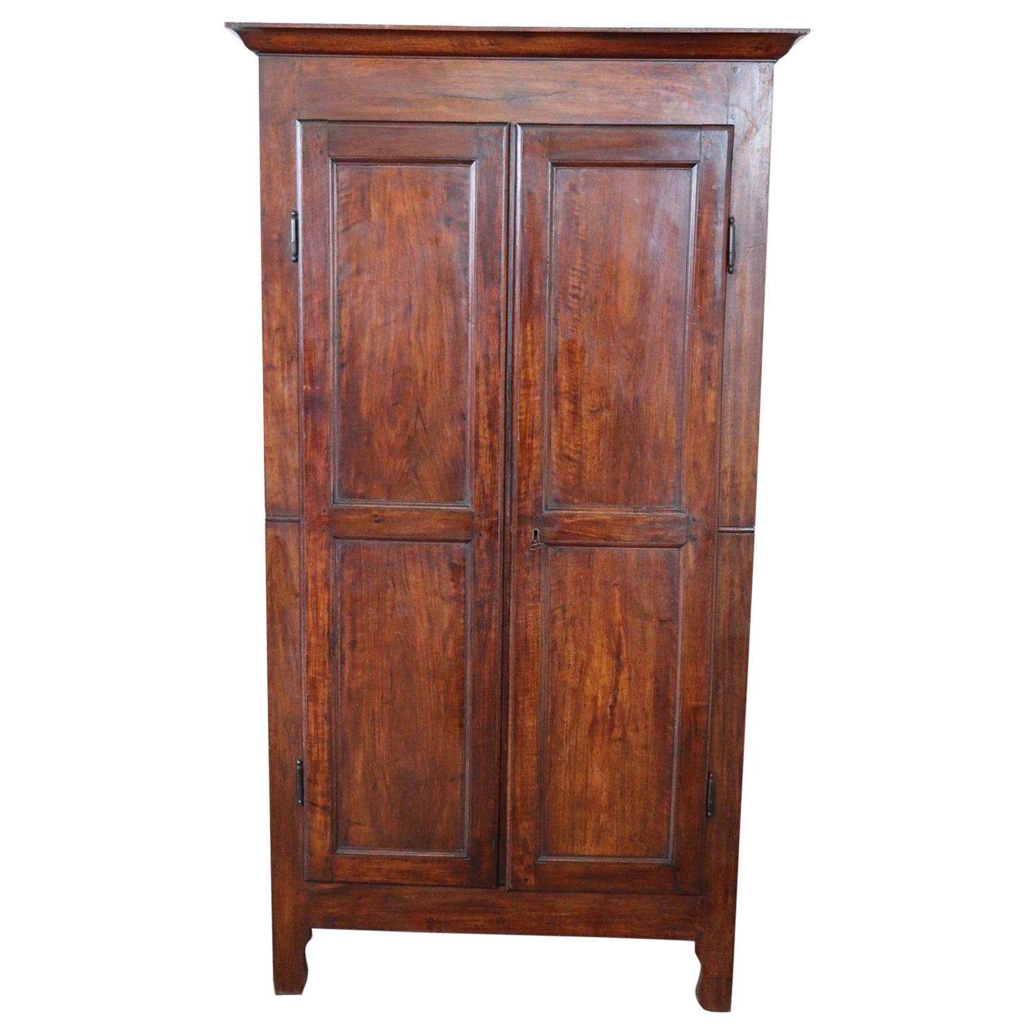 19th Century Italian Walnut Wood Wardrobe, Armoire, 1850s