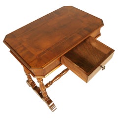 19th Century Italian Walnut Writing Table with Inlay, Drawer, Asolo Provenance