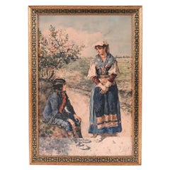 19th Century Italian Watercolor of Two Lovers Signed, E.Zampighi