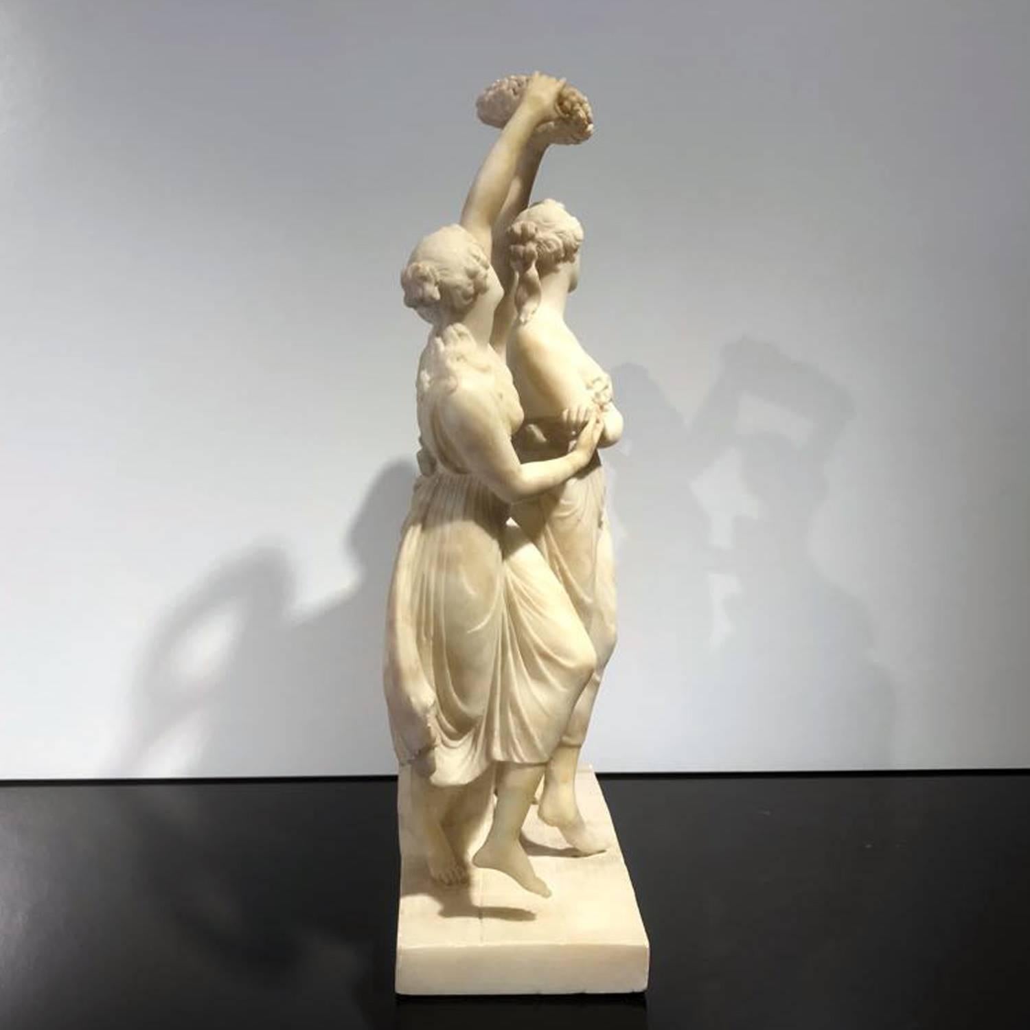 19th Century Italian White Alabaster Statue of the Three Graces 9